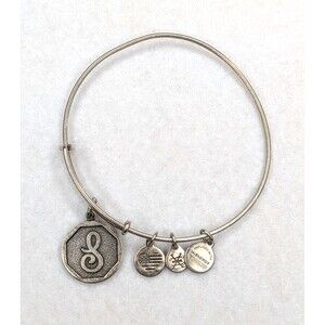 ALEX AND ANI Initial S Monogram Medallion Silver-tone Charm Bracelet 2016